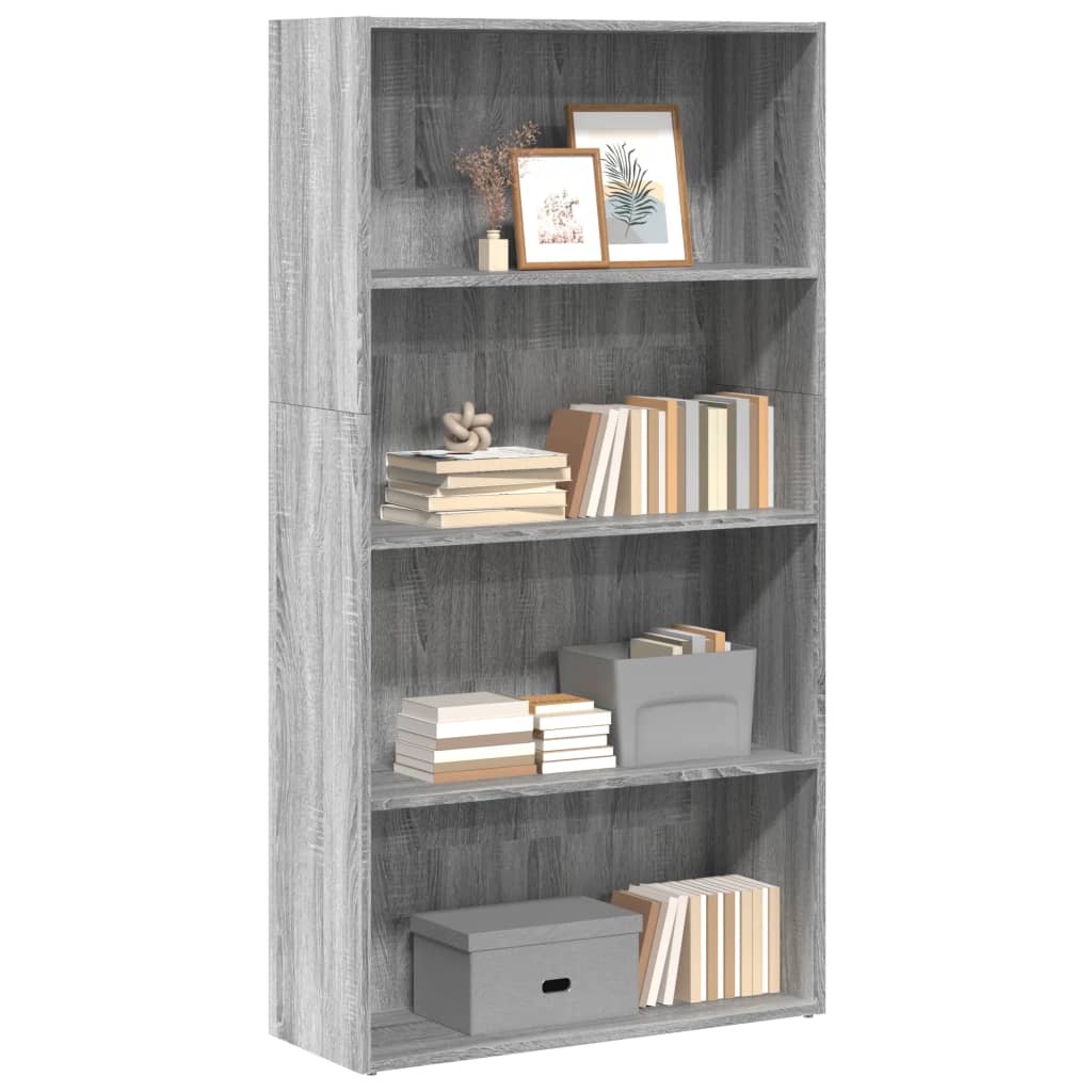 foto del prodotto libreria grigio sonoma 80x30x152 cm in legno multistrato