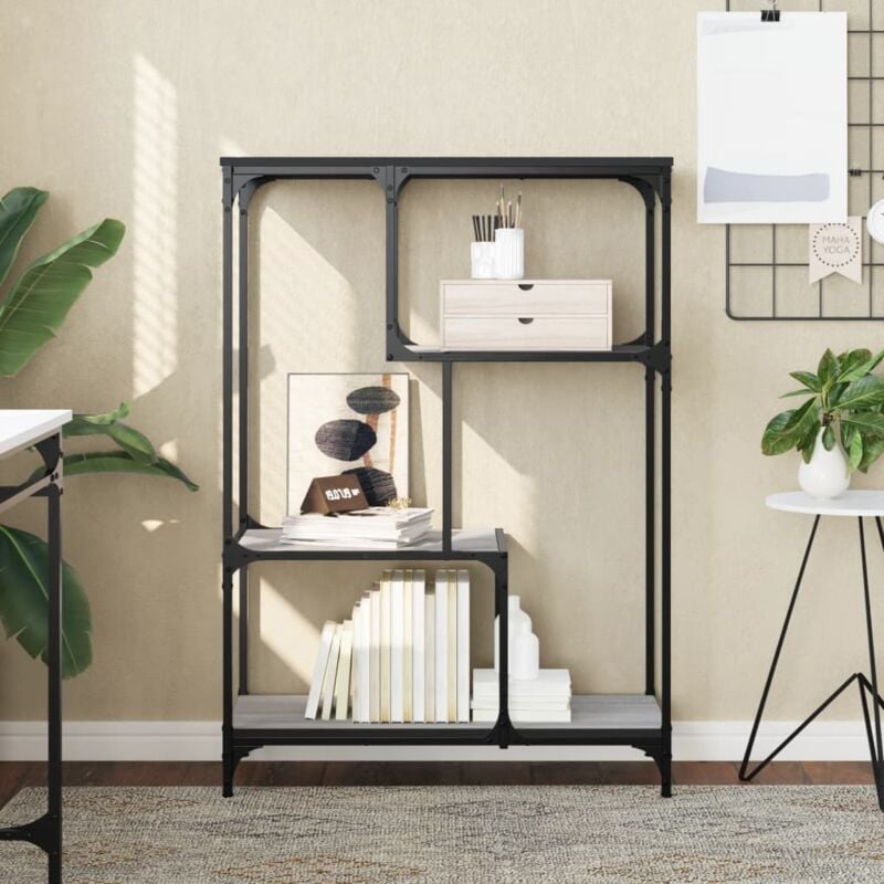 foto del prodotto libreria grigio sonoma 81x36x115 cm legno multistrato e acciaio vidaxl