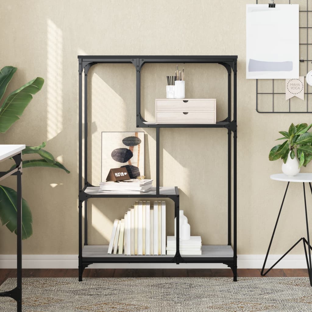 foto del prodotto libreria grigio sonoma 81x36x115 cm legno multistrato e acciaiocod mxl 107297