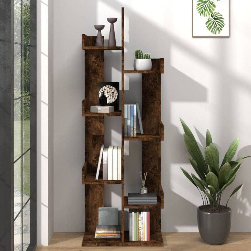 foto del prodotto libreria ideale per qualsiasi stanza moderno con 8 ripiani vari colori colore rovere fumo