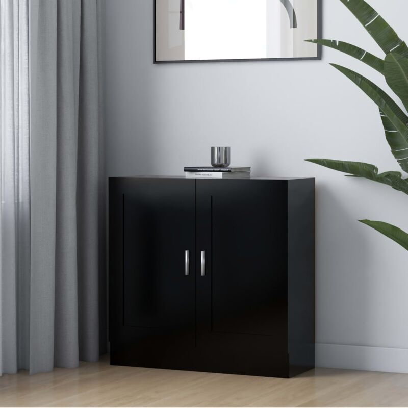 foto del prodotto libreria ideale per studio o salotto 82x30x80cm con 2 ante in vari colori colore nero