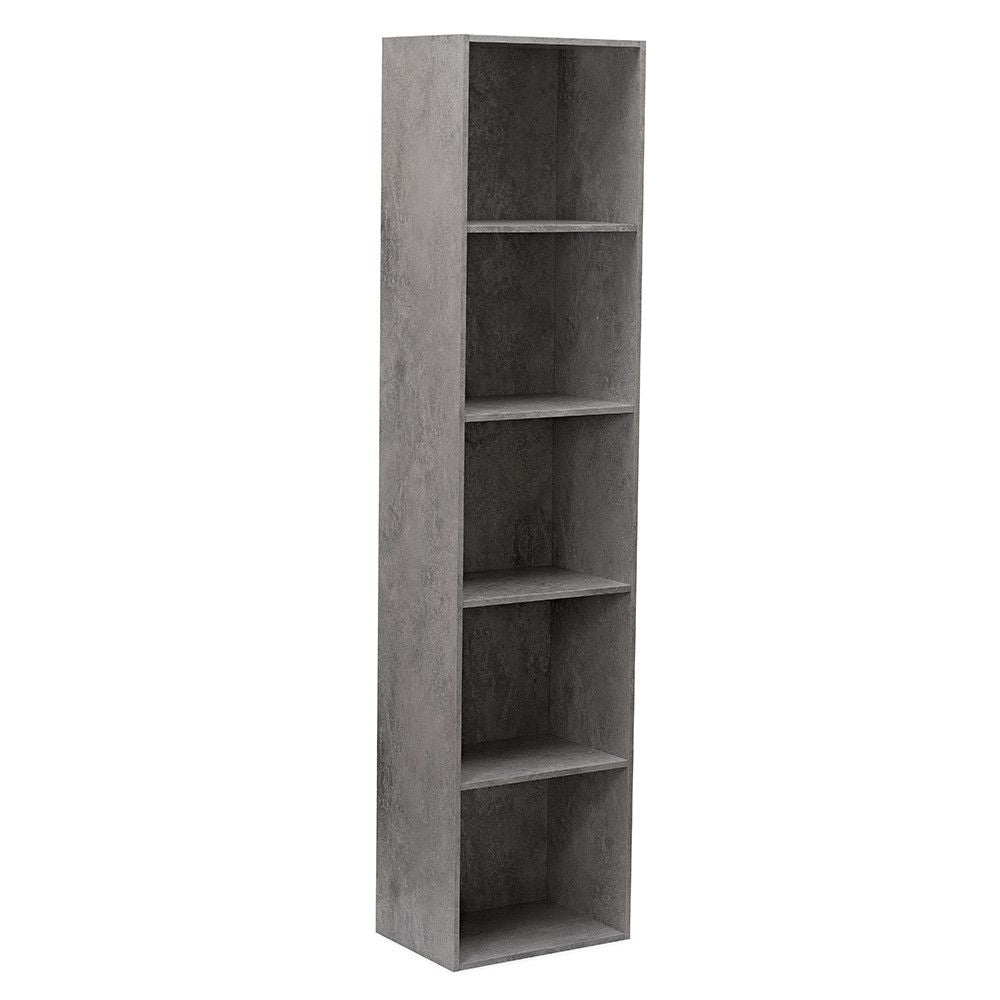foto del prodotto libreria in legno 5 ripiani scaffale cemento l 40 x h 29 x h 172 cm