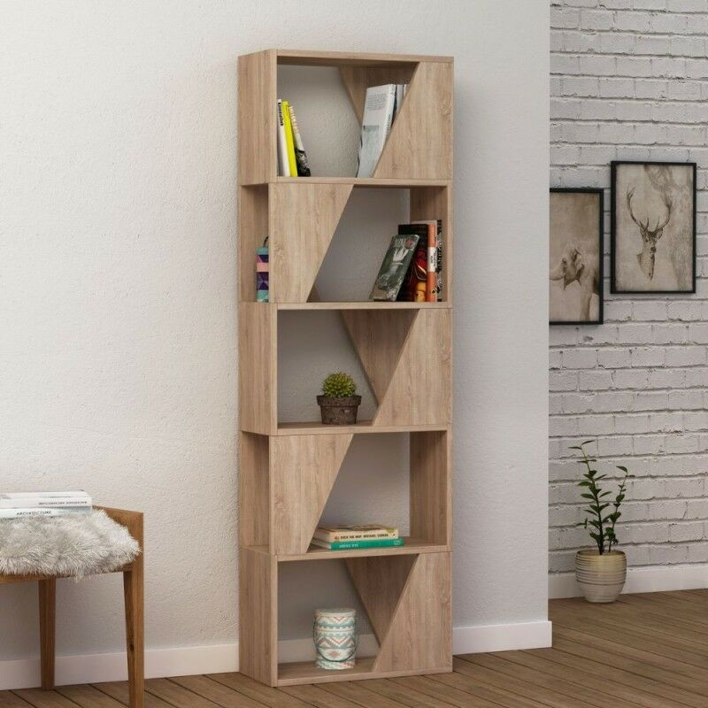 foto del prodotto libreria in legno 54x168h cm con 5 ripiani colore rovere frame