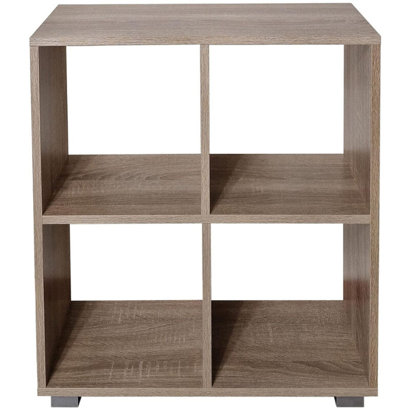 foto del prodotto libreria in legno con 4 ripiani leo scaffale portaoggetti in rovere e bianco per soggiorno, cucina e ufficio rovere maka