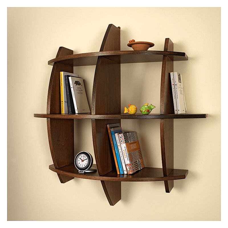 foto del prodotto libreria in legno da parete mobile scaffale libri made in italy mod. pepe noce l75 x p30 x 75h