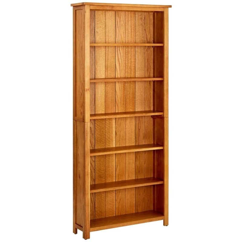 foto del prodotto libreria in legno di quercia con 6 ripiani 80x22,5x180 stile rustico marrone