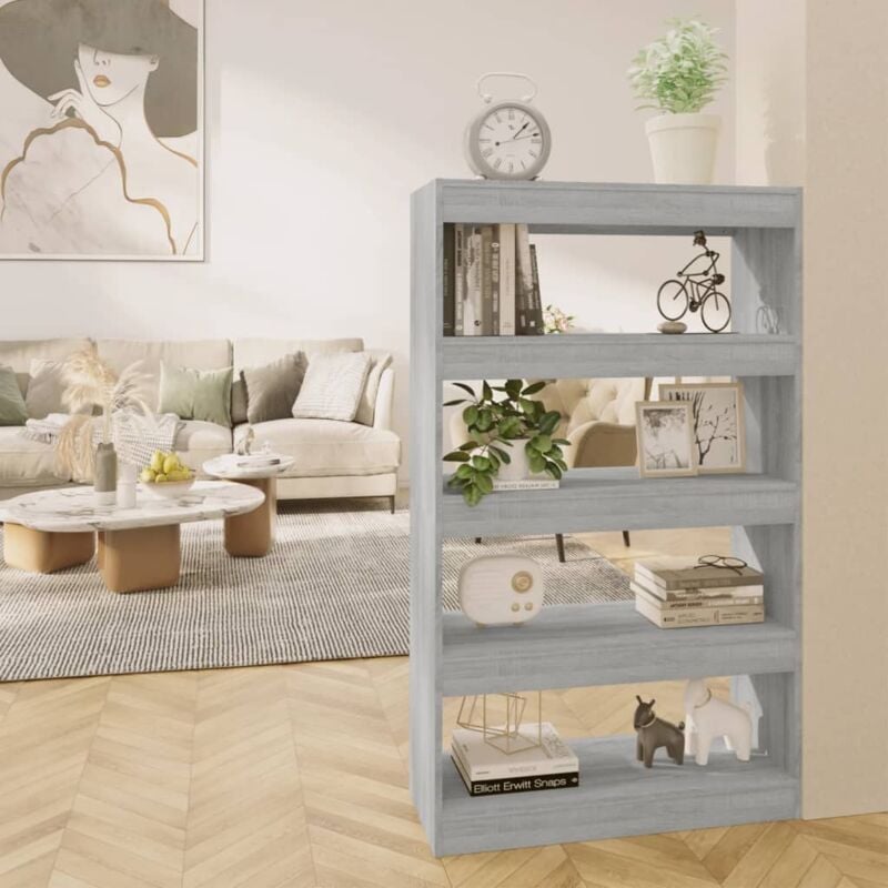 foto del prodotto libreria in legno ideale per salotto o ufficio con 4 ripiani vari colori colore grigio