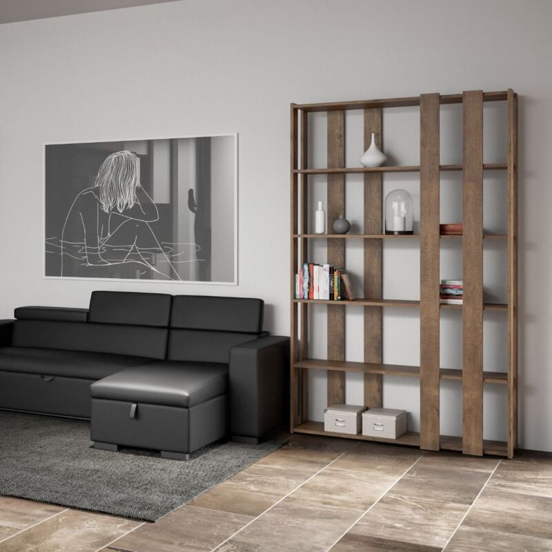 foto del prodotto libreria in legno noce 120x204h cm con 8 fasce kato e small