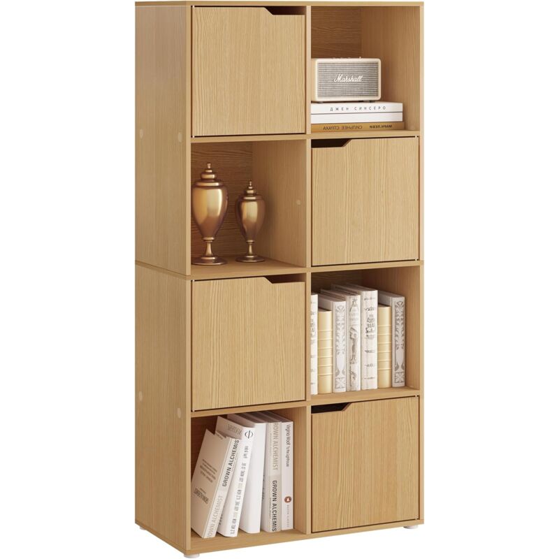 immagine 0 del prodotto libreria in legno scaffale per casa e ufficio autoportante portaoggetti con 8 cubi portaoggetti,rovere chiaro woltu