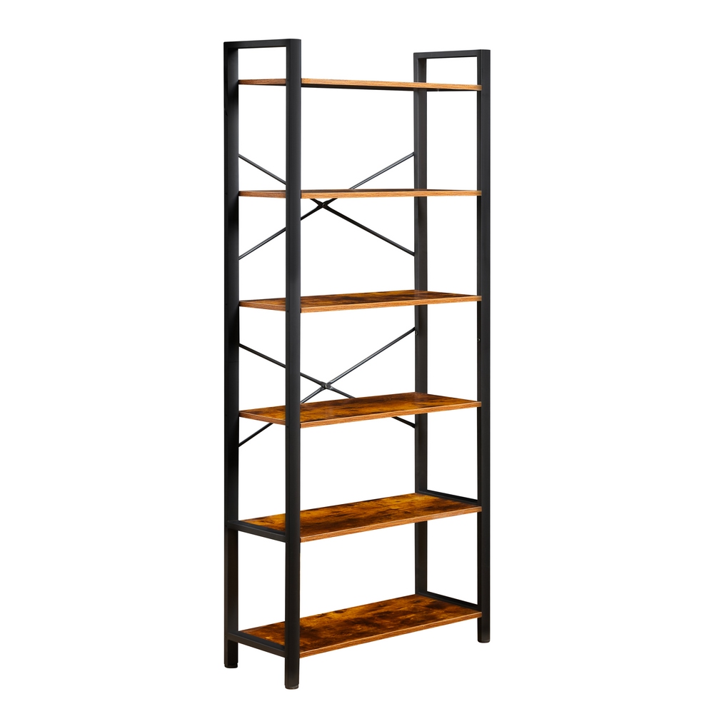 foto del prodotto libreria industrial con 6 ripiani 80x30x186 cm in legno e metallo