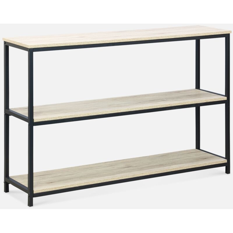 foto del prodotto libreria industriale in metallo e effetto legno, 3 livelli, 120cm