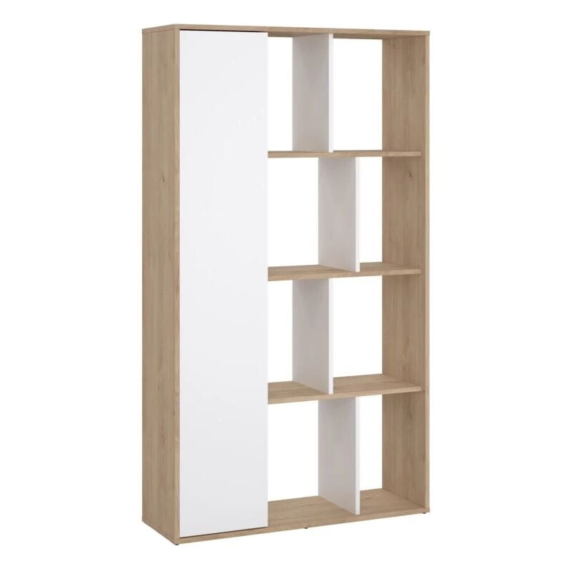 foto del prodotto libreria labirinto bianco e quercia, 88x29x157 cm