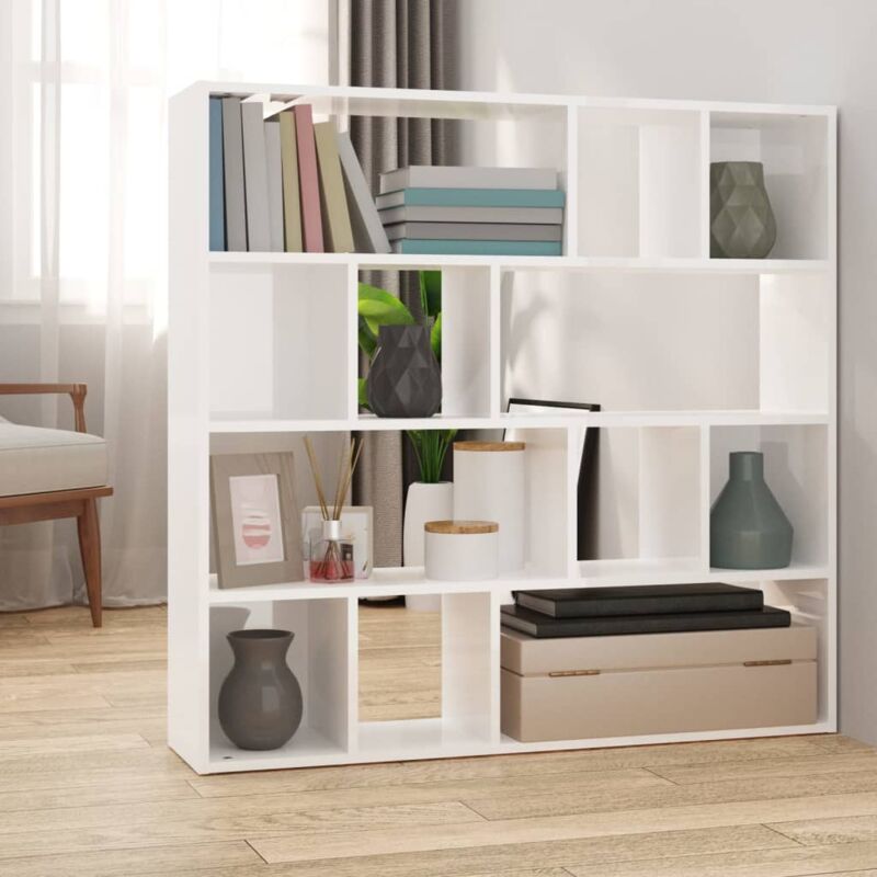 foto del prodotto libreria,libreria divisoria,scaffale divisorio bianco lucido 105x24x102 cm bn88828