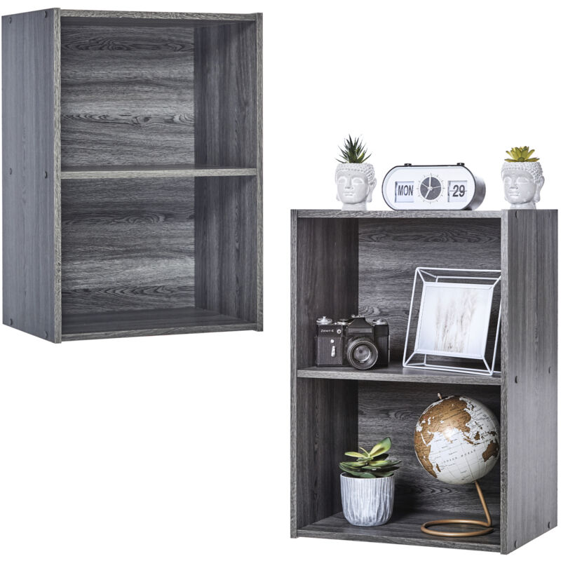 foto del prodotto libreria, lotto di 2 mobili d appoggio, cassetti di rangement in legno, design, robusto, ufficio, camera da letto, salotto cx 2 grigio ch ne