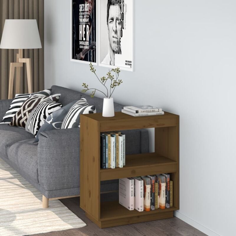 foto del prodotto libreria marrone ambra 60x35x71 cm in legno massello di pino vidaxl