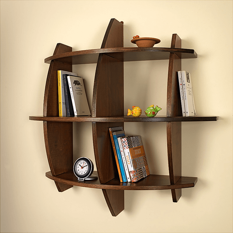 foto del prodotto libreria mensola scaffale in legno modello pepe con 3 ripiani finitura noce l.75 x p.30 x h.75 made in italy original legno italia