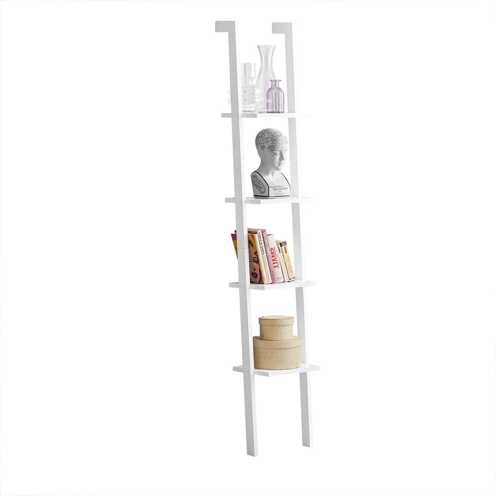 foto del prodotto libreria,mensola scala,mensola angolare,scaffale componibile,con 4 ripiani bianco frg15 w