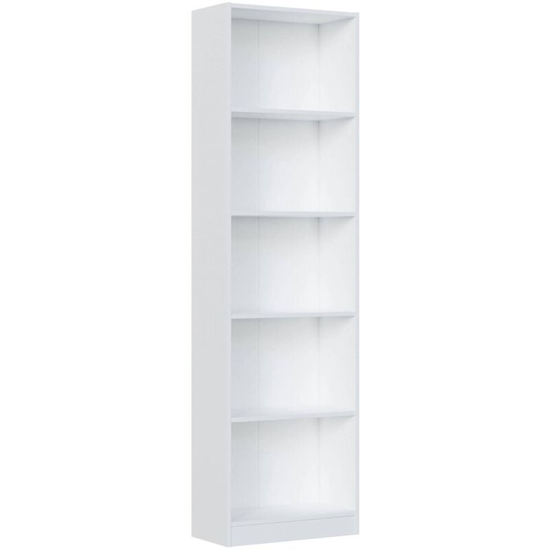 foto del prodotto libreria, mobile portalibri alta a 5 ripiani, scaffale da ufficio o cameretta, scaffale moderno con scomparti, cm 52x25h80, bianco