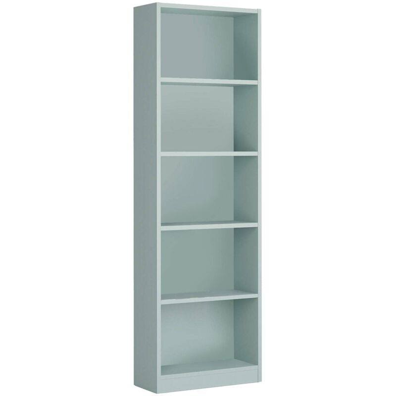 foto del prodotto libreria, mobile portalibri alta a 5 ripiani, scaffale da ufficio o cameretta, scaffale moderno con scomparti, cm 52x25h80, verde acqua