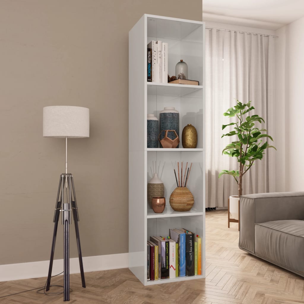 foto del prodotto libreria mobile tv bianco lucido 36x30x143 cm in truciolato cod mxl 14156