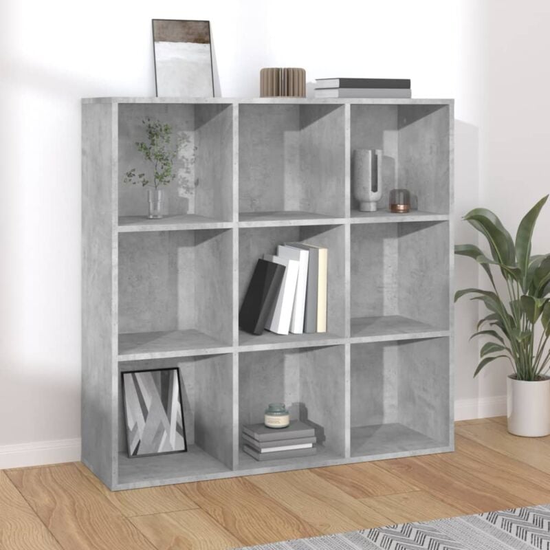 foto del prodotto libreria mobile ufficio in legno con 9 scomparti mobile salotto classico vari colori colore grigio cemento
