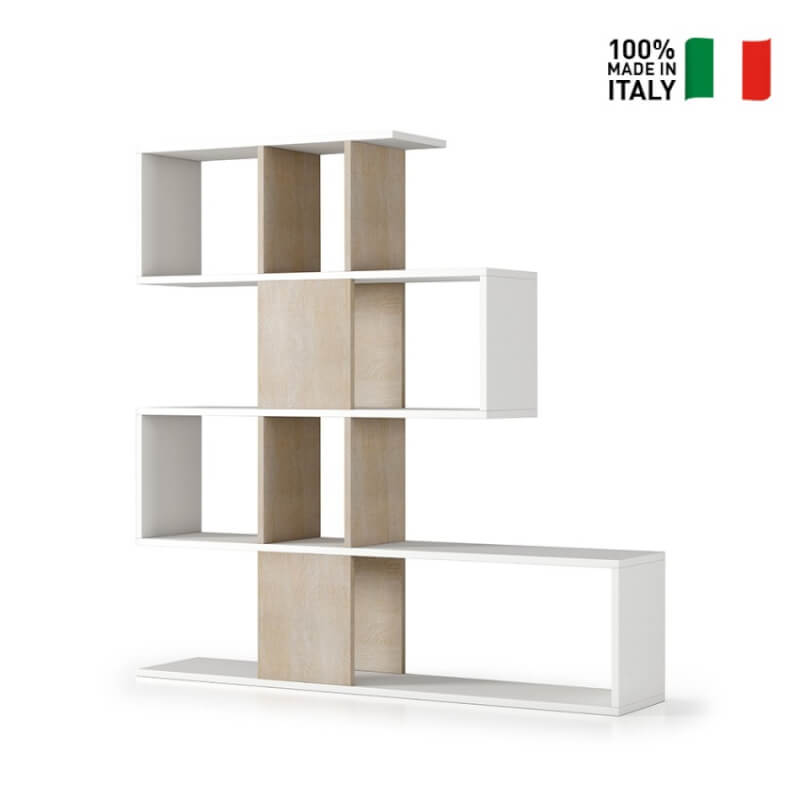 foto del prodotto libreria moderna 5 ripiani bianco rovere