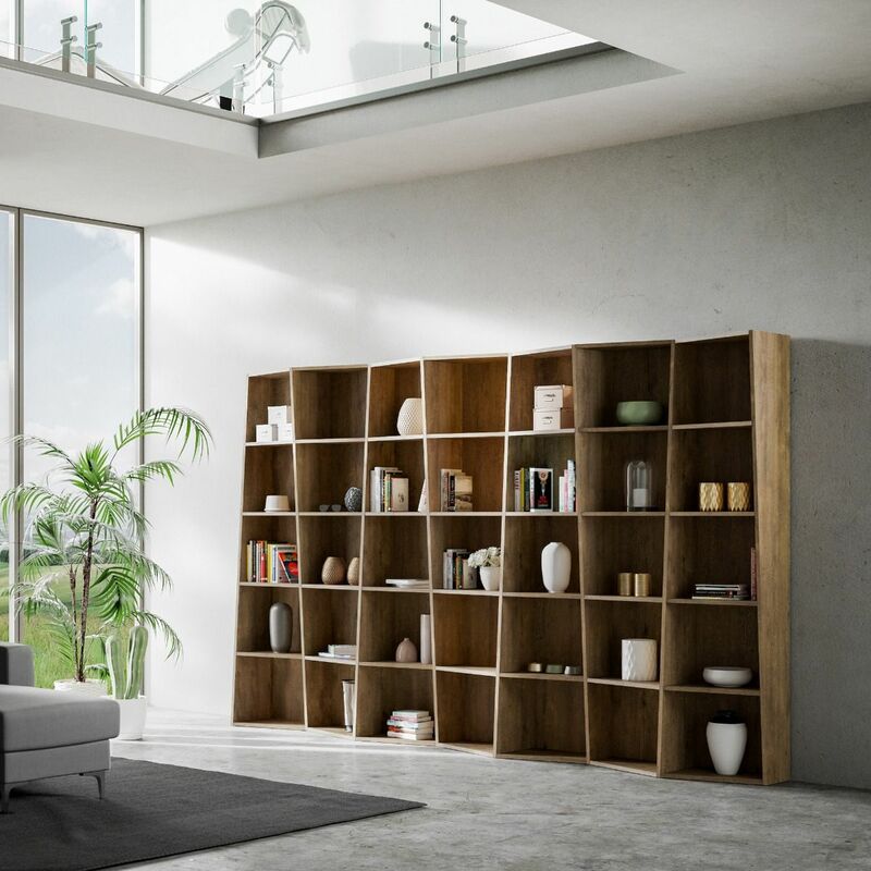 foto del prodotto libreria moderna 7 elementi 5 ripiani trek noce