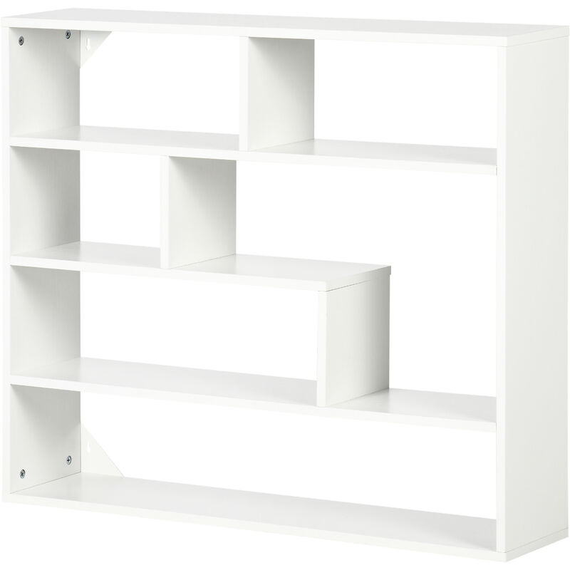 foto del prodotto libreria moderna a parete a 4 livelli in legno, 94x19.5x80cm, bianco homcom