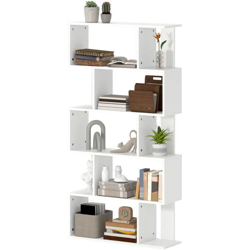foto del prodotto libreria moderna a s a 5 livelli in truciolato 80x24x159 cm bianco homcom