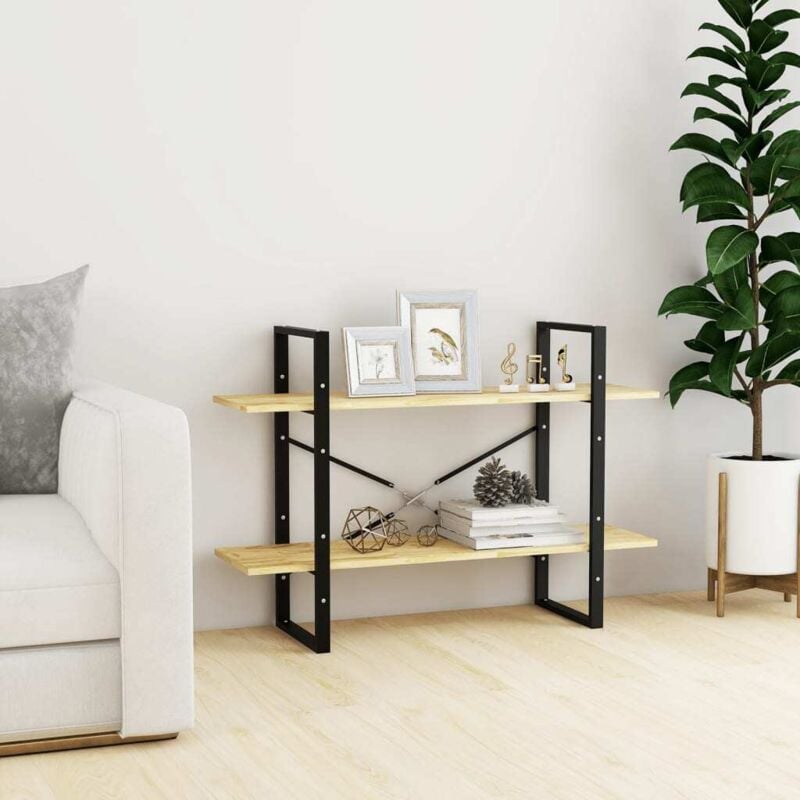 foto del prodotto libreria moderna con 2 ripiani in legno di diverso colore 100x30x70cm colore marrone chiaro