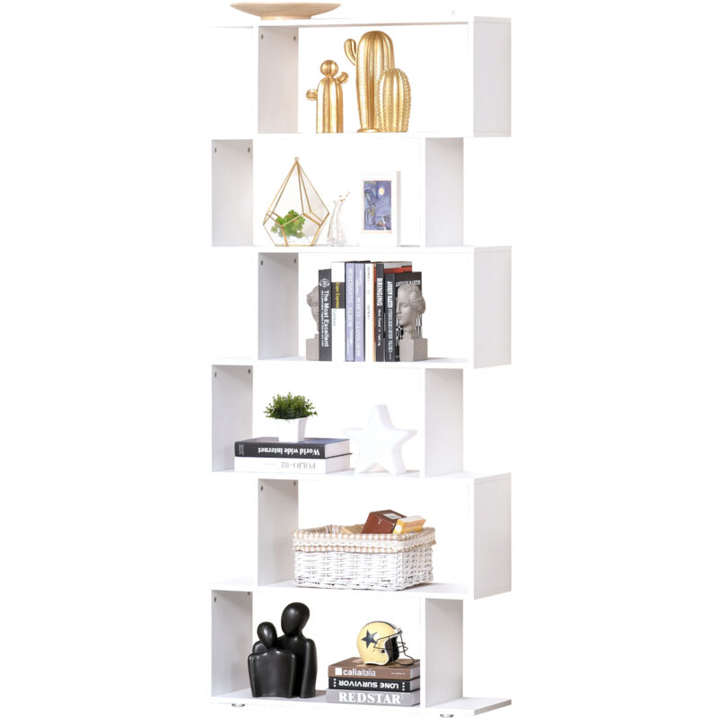 foto del prodotto libreria moderna con 6 ripiani in legno casa e ufficio 80x24x191cm bianco homcom