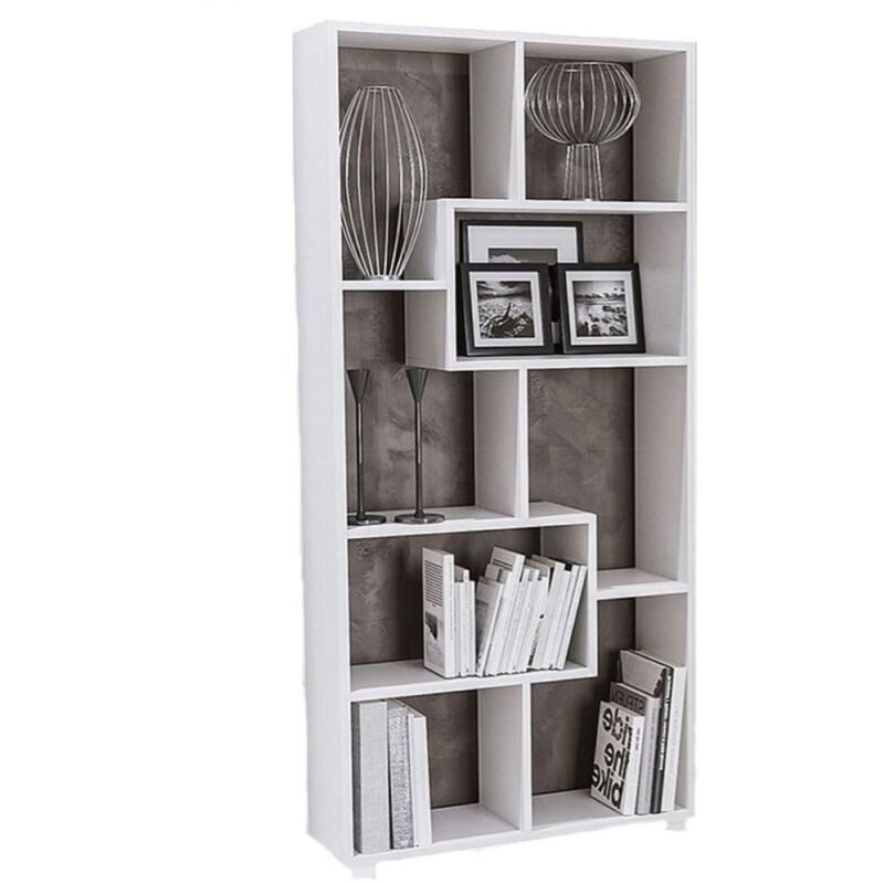 foto del prodotto libreria moderna in legno bianco 74x156h cm zig zag
