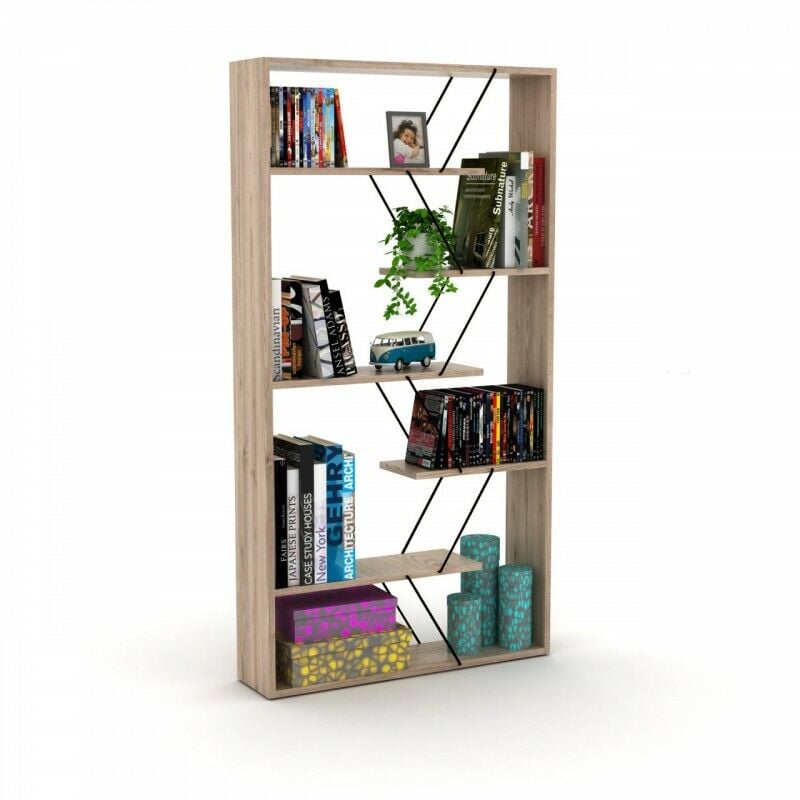 foto del prodotto libreria moderna moderna divisorio rovere nero cm 84 x 22 x 157 h effez