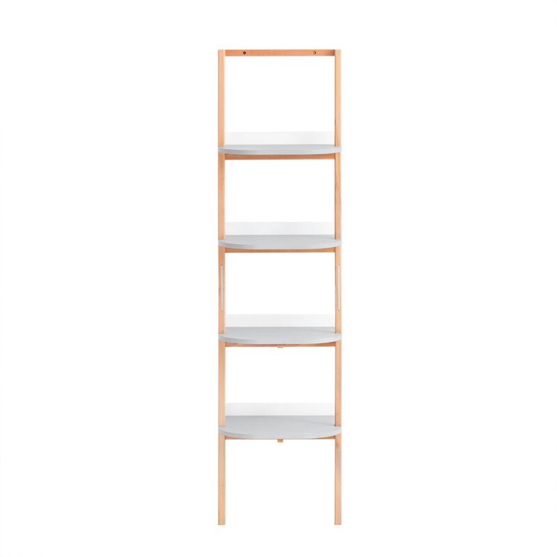 foto del prodotto libreria multifunzionale scaffale a scala con 4 ripiani scaffale da parete portaoggetti salvaspazio grigio 44x39x169 cm hstr02 k hg sobuy