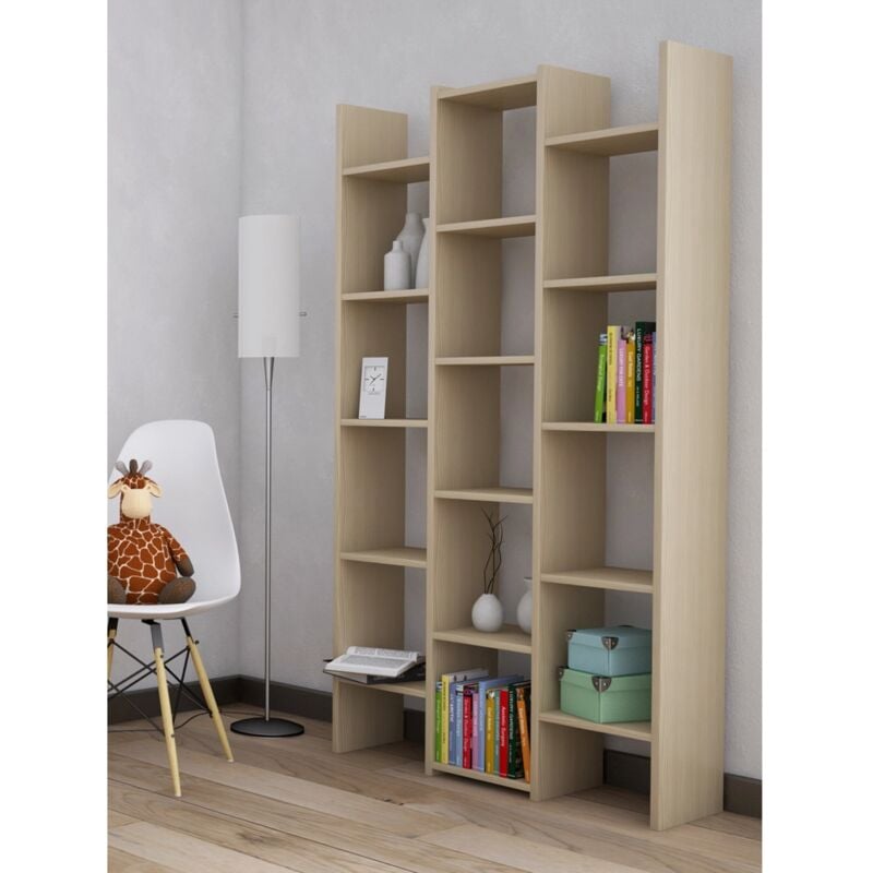 foto del prodotto libreria multispazio 15 ripiani olmo, 180x91x28 cm