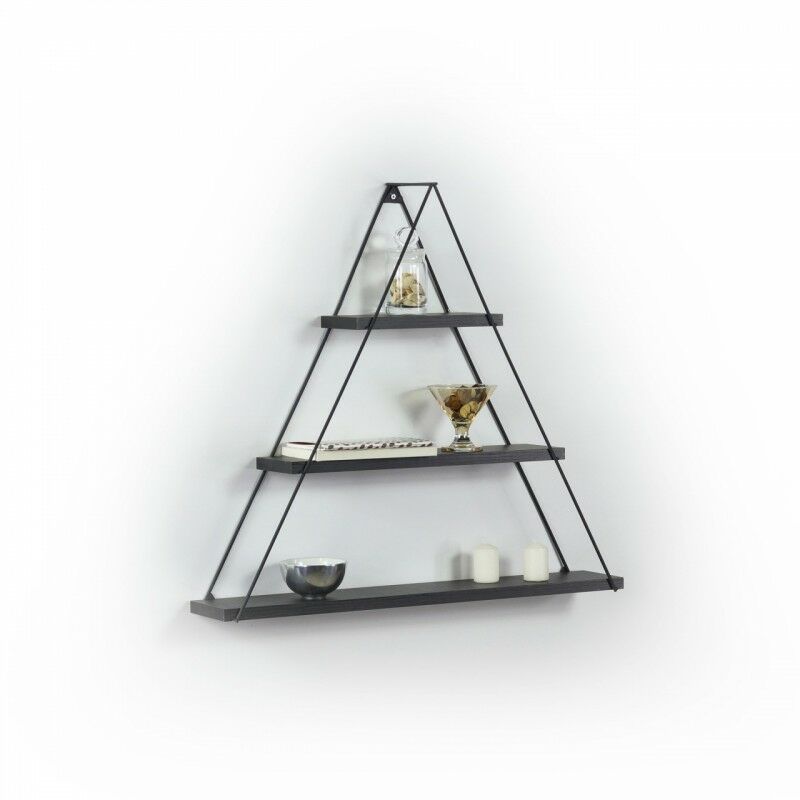foto del prodotto libreria muro triangolare bacheca piramide nero cm 74 x 13 x 61 h effez
