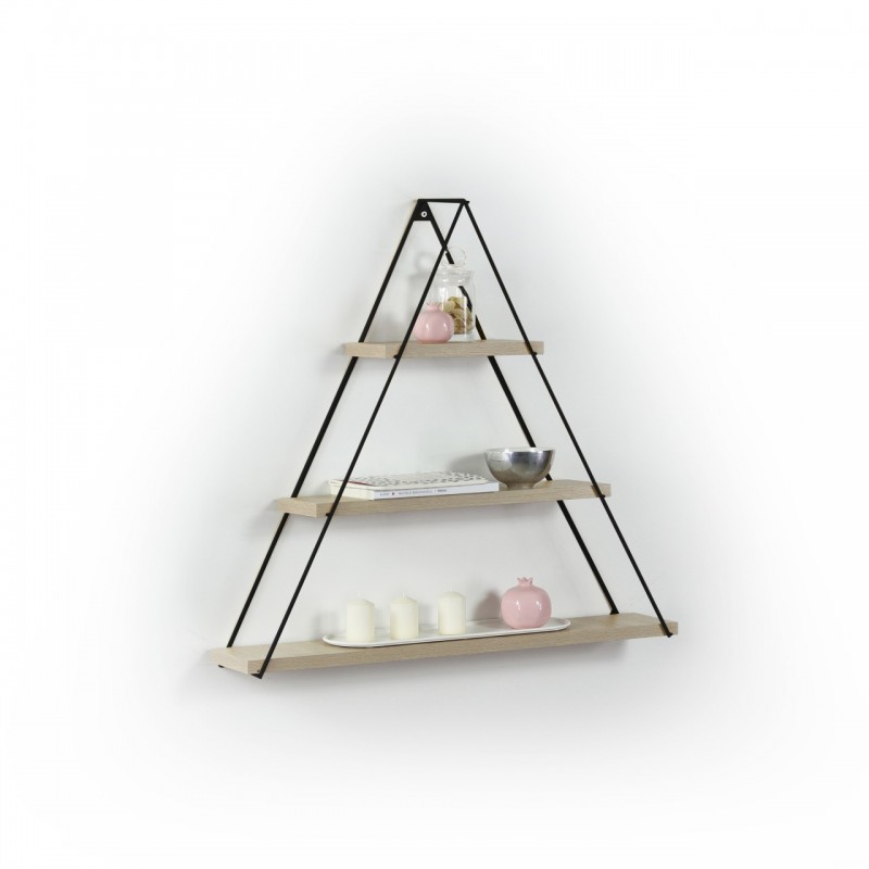 foto del prodotto libreria muro triangolare bacheca piramide rovere nero cm 74 x 13 x 61 h effez