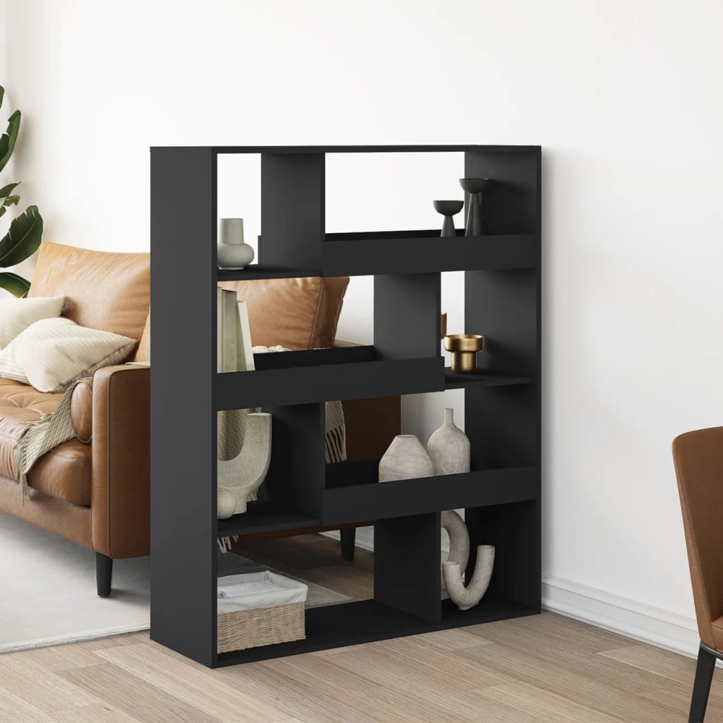 foto del prodotto libreria nera 100x33x125,5 cm in legno multistrato