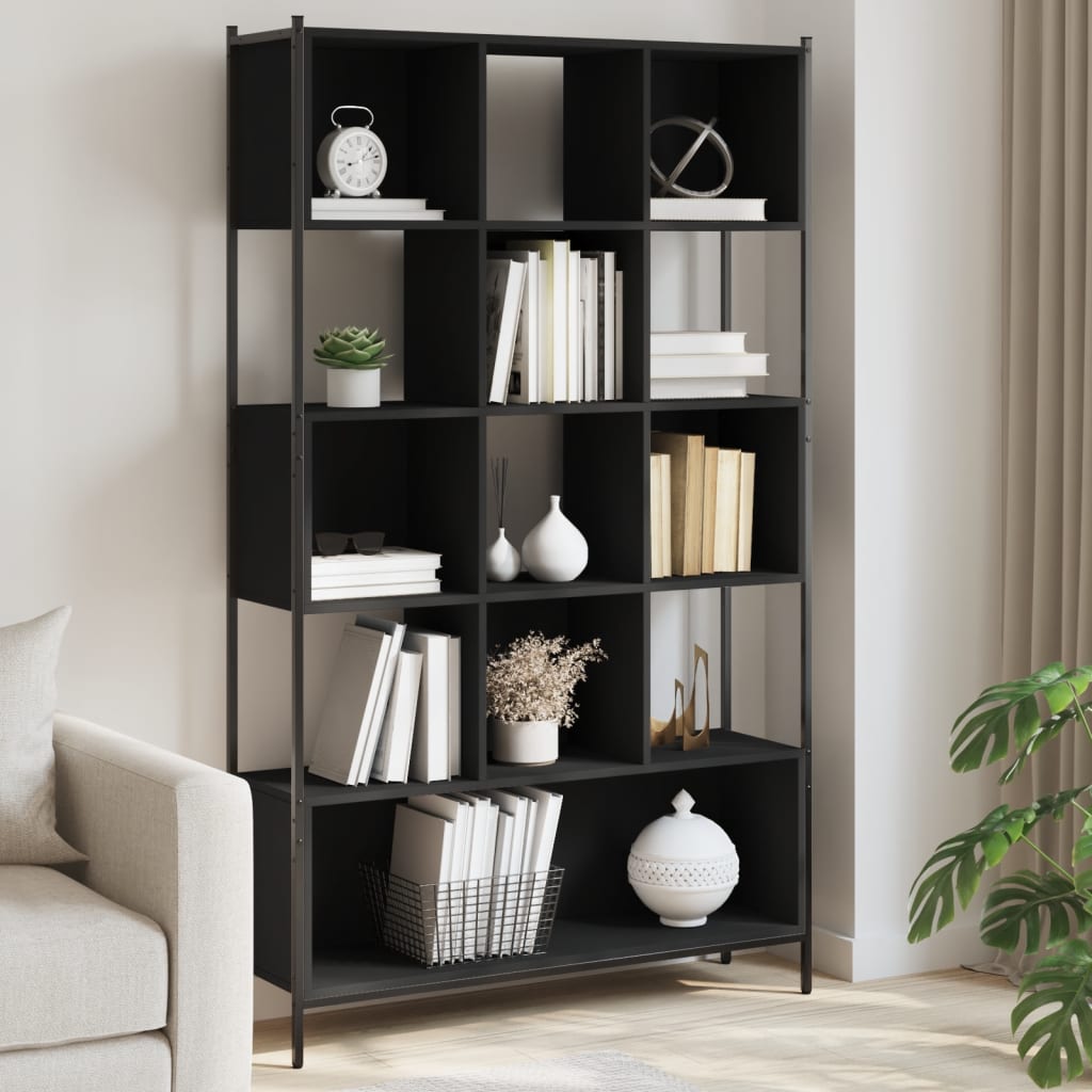 foto del prodotto libreria nera 102x28x172 cm in legno multistratocod mxl 134326