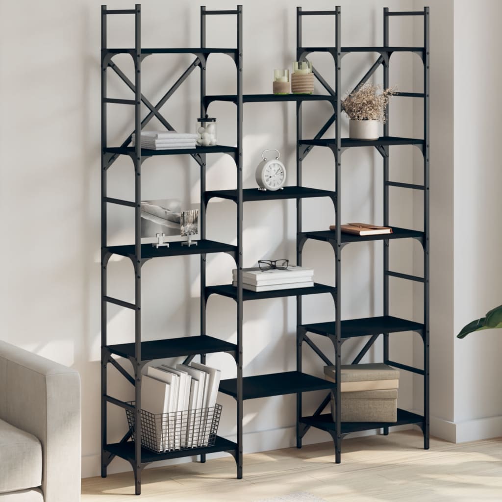 foto del prodotto libreria nera 127,5x28,5x172,5 cm in legno multistratocod mxl 86006