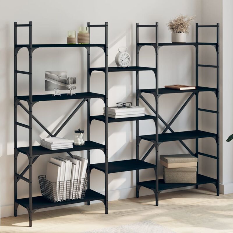 foto del prodotto libreria nera 160x28,5x136,5 cm in legno multistrato vidaxl