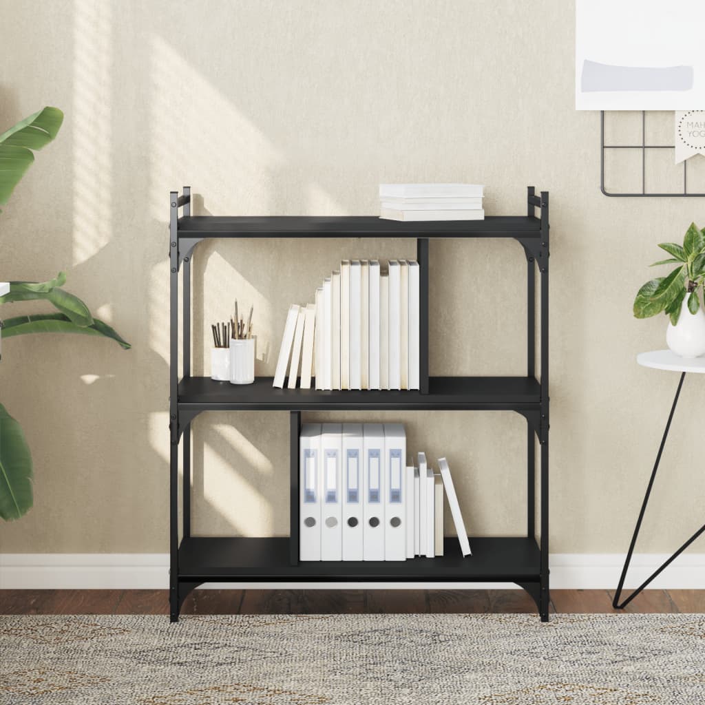foto del prodotto libreria nera 3 ripiani 76x32x88 cm legno multistratocod mxl 131106