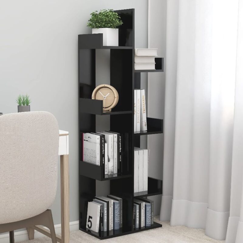 foto del prodotto libreria nera 48x25,5x140 cm in legno multistrato vidaxl