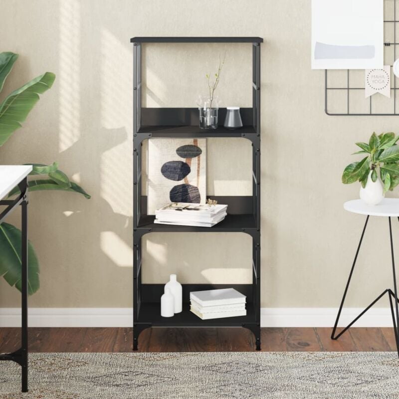 foto del prodotto libreria nera 50x33x117,5 cm in legno multistrato