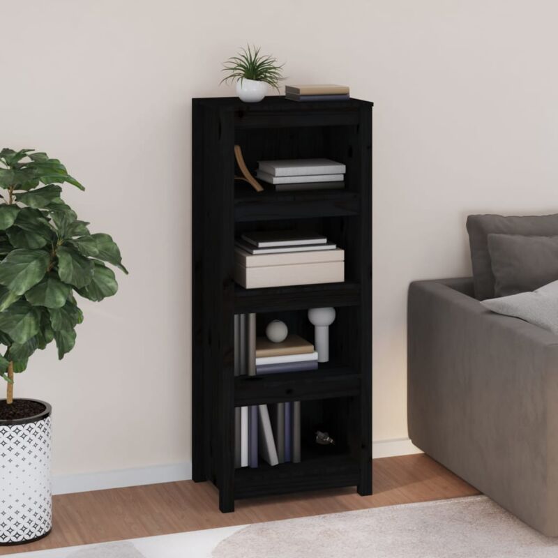 foto del prodotto libreria nera 50x35x125,5 cm in legno massello di pino vidaxl