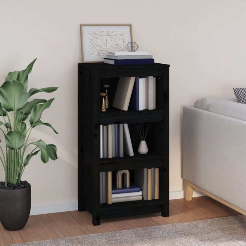foto del prodotto libreria nera 50x35x97 cm in legno massello di pino vidaxl