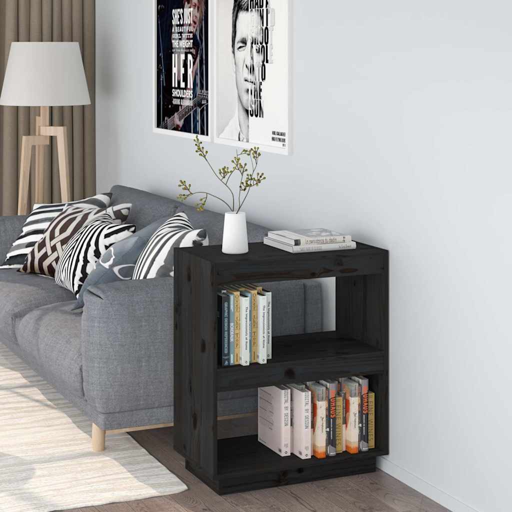 foto del prodotto libreria nera 60x35x71 cm in legno massello di pino cod mxl 19079