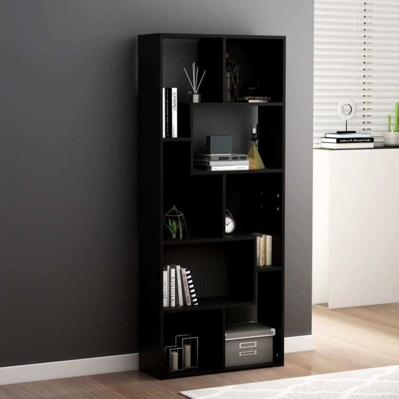 foto del prodotto libreria nera 67x24x161 cm in legno multistrato vidaxl