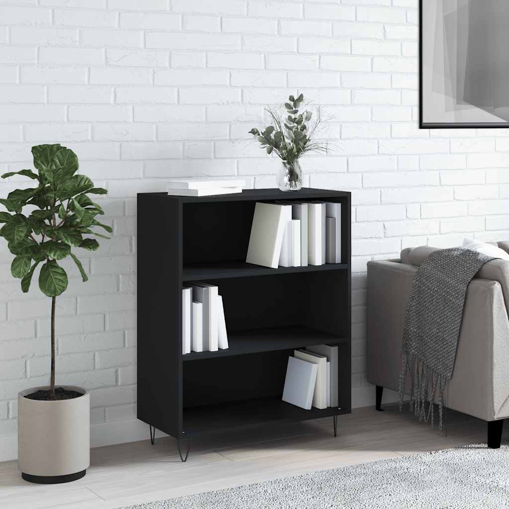 foto del prodotto libreria nera 69,5x32,5x90 cm in legno multistrato