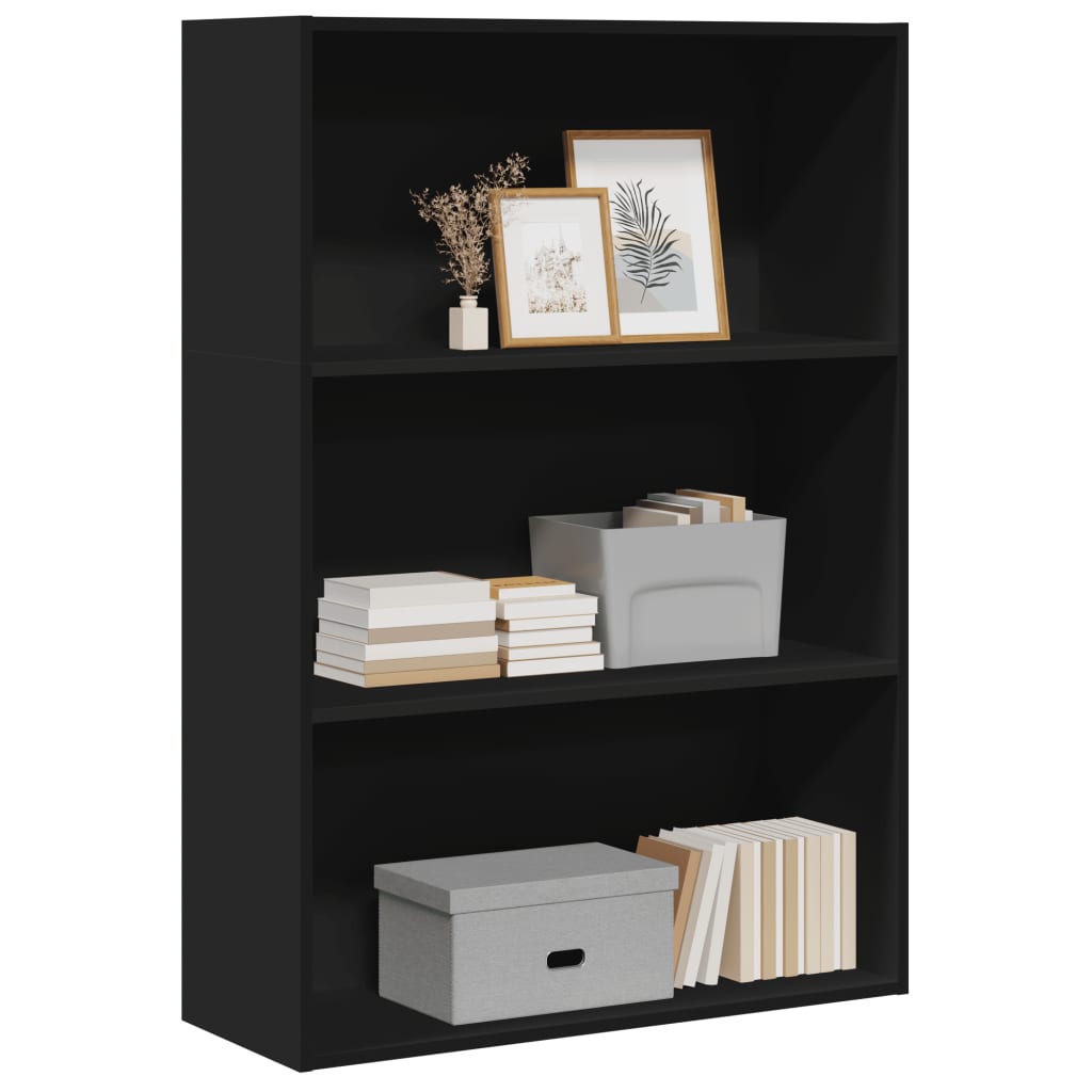 foto del prodotto libreria nera 80x30x114 cm in legno multistrato